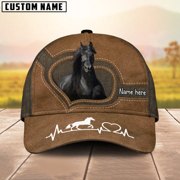 Equestrian Heartbeat Cap – Add Your Name - Friesian