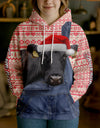 Uni Personalized Name & Farm Name Merry Christmas Cow Hoodie