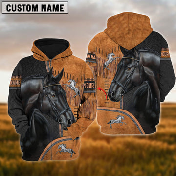 Uni Custom Name Black Horse Lovers 3D Hoodie