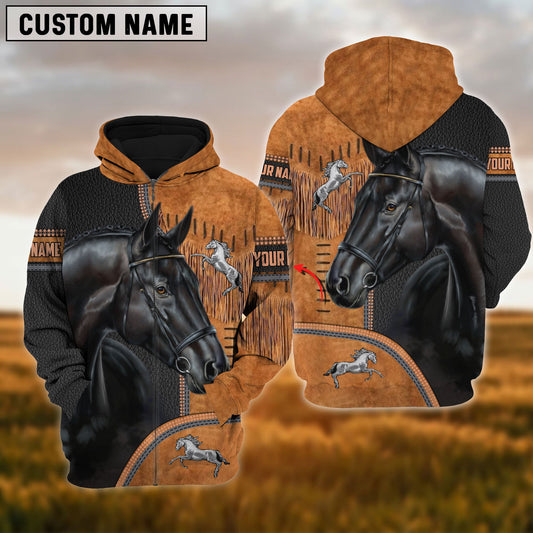 Uni Custom Name Black Horse Lovers 3D Hoodie