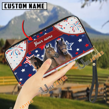 Uni Morgan America Lover Custom Name 3D Leather Clutch