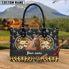 Unijames Thoroughbred Leather Heart Pattern Custom Name 3D Leather Handbag