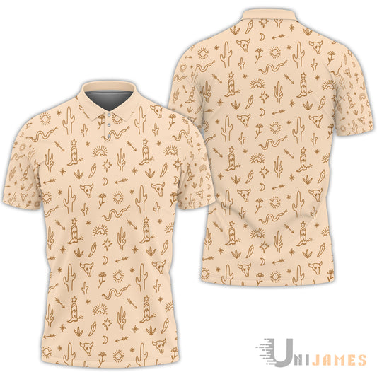 Unique Cowboy Western Desert Pattern Polo Shirt