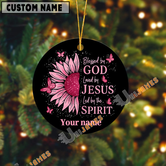 UniJames Personalized Blessed by God Sunflower & Butterfly Christian Acrylic Ornament