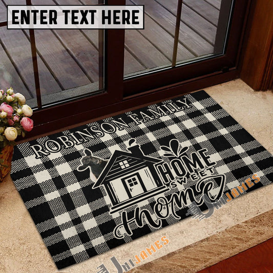 Uni Personalized Cow Farmhouse Plaid Doormat (12 Cattle Breeds)