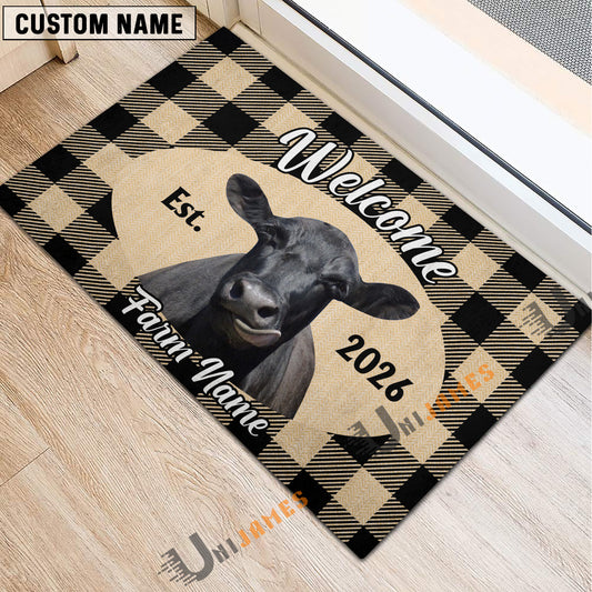 Uni Welcome to Our Farm Personalized Cow Doormat