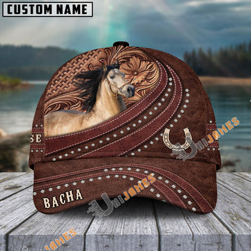 Unijames Dun Buckskin Carving Leather Pattern Personalized Name Cap