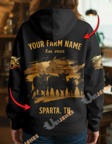 Uni Personalized Name & Farm Name Cattle Hoodie For Tristan Devine