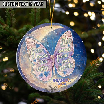 UniJames Personalized Gone From Sight, Never From Heart Butterfly Memorial Christmas Ornament Acrylic Ornament