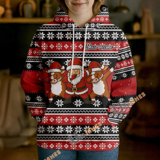 Uni Personalized Funny Farm Santa Christmas Sweater Hoodie (8 Cattle Breeds)