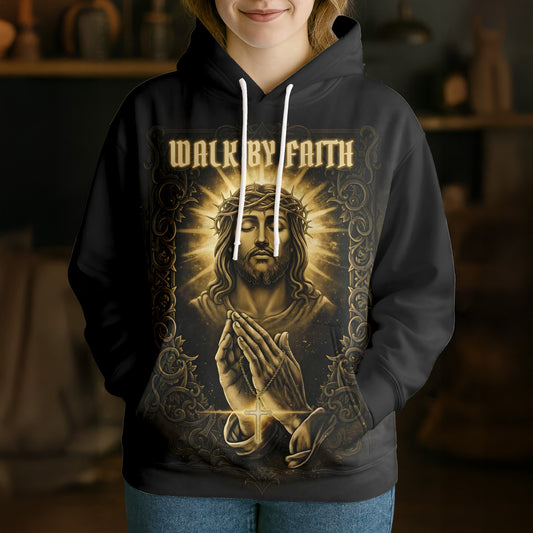 Unijames Walk by Faith  Jesus God’s Light 3D Hoodie