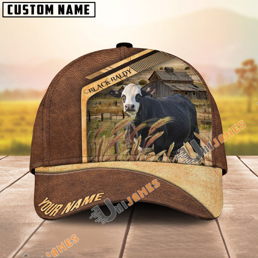 Uni Black Baldy Cattle Customized Name Brown Farm Cap
