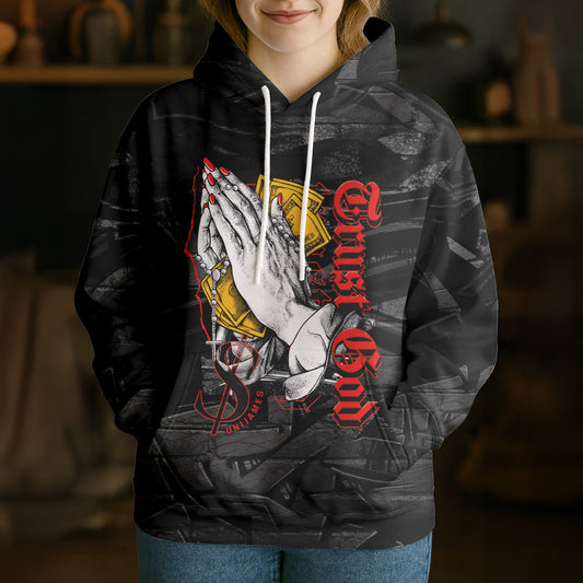 Unijames Silent Prayer: Trust Over Gold 3D Hoodie