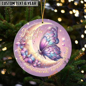 UniJames Personalized Forever Remembered Forever Missed Butterfly Memorial Acrylic Ornament
