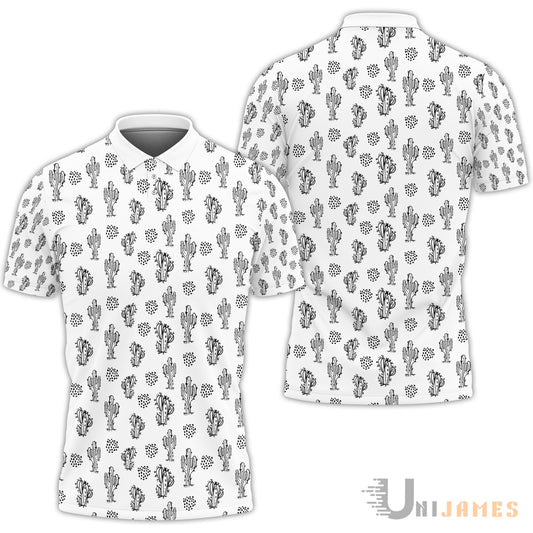 Unique Catus White Art Pattern Polo Shirt