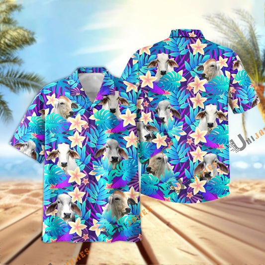 Uni Brahman Light Blue Flowers 3D Hawaiian Shirt