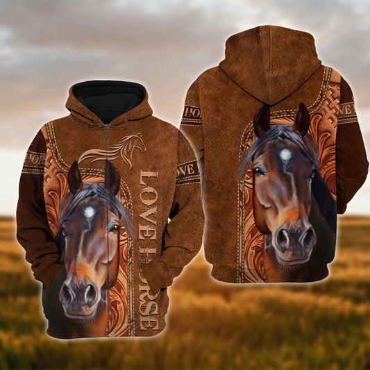 Uni Brown Horse Lovers 3D Hoodie