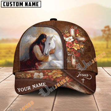 Unijames Jesus Embracing White Horse Christian Leather Cap