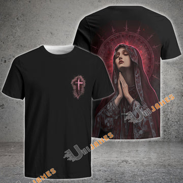 Unijames Sacred Prayer in Crimson Halo T-shirt