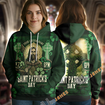 Unijames St. Patrick Vintage Holy Cross 3D All-Over Print Hoodie