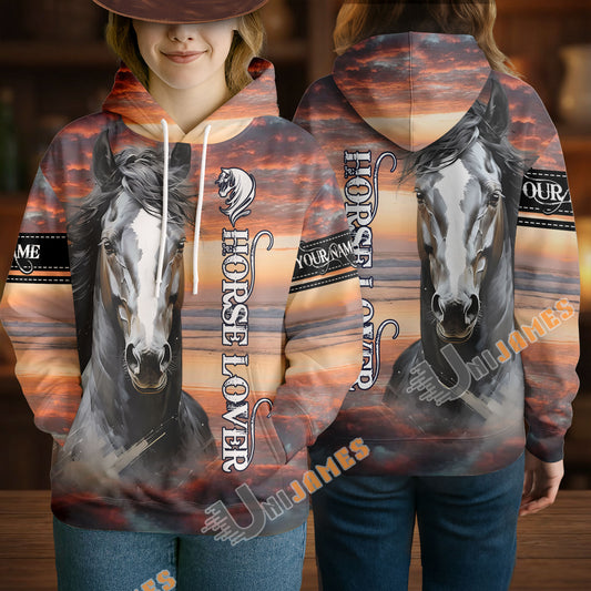 Uni Sunset Majesty Personalized Horse 3D Hoodie