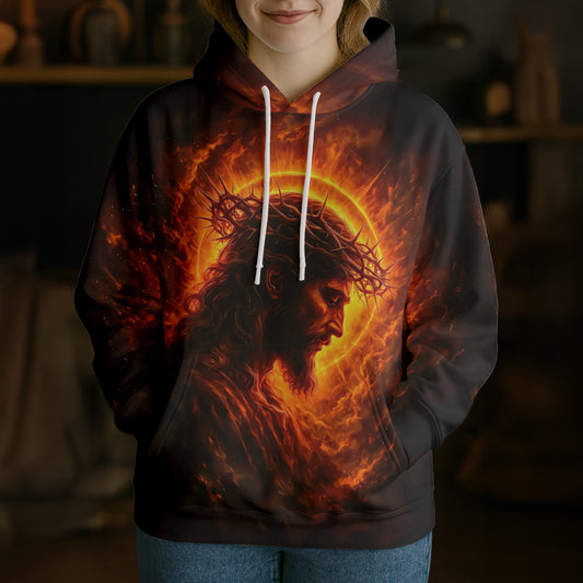 Unijames Crown of Sacrifice – Jesus Sacred Fire 3D Hoodie