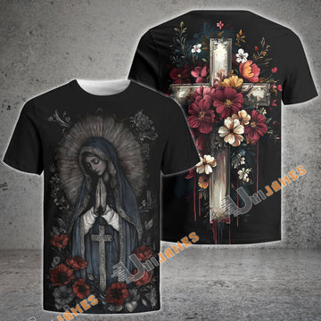 Unijames Our Lady of Grace & Floral Cross T-Shirt