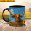 Uni Black Angus Peace Farm Personalized Name Two Tone Mug (10 Cattle Breeds)