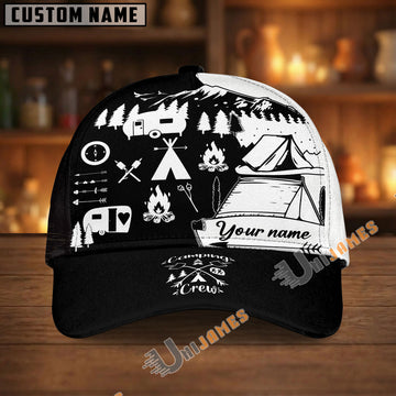 Unijames Personalized Camping Crew Black White Classic Cap