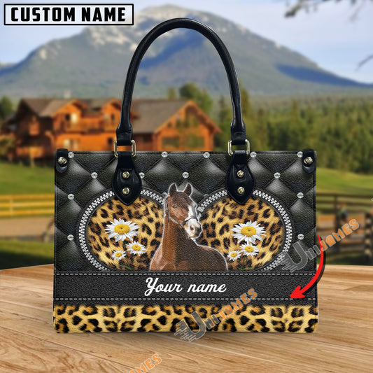 Unijames Warmblood Leather Heart Pattern Custom Name 3D Leather Handbag