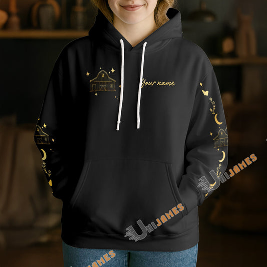 Uni Personalized Starlight Cow Farm Custom Name Hoodie (8 Cattle Breeds)