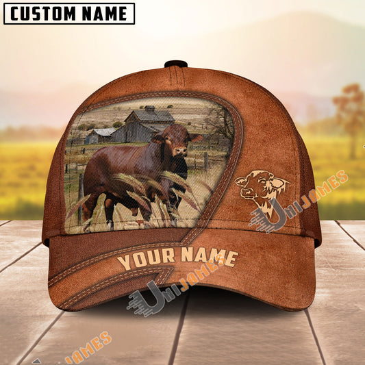 Uni Beefmaster Customized Name Brown Leather Pattern Cap