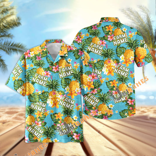 UniJames Custom Logo, Farm Name Pineapple Pattern Hawaiian Shirt
