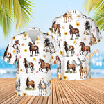 A Hawaiian shirt with horse racing prints