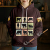 Uni Vintage Cow Silhouette Patchwork Unisex Hoodie