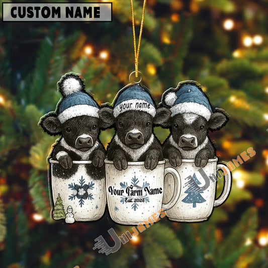 Uni Personalized Cup Cuties Cows Christmas Acrylic Ornament