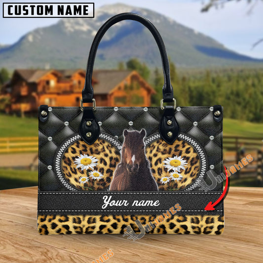 Unijames Hackney Leather Heart Pattern Custom Name 3D Leather Handbag