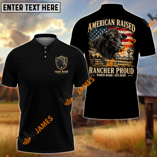 UniJames Personalized American Raised Black Angus Rancher Polo Shirt