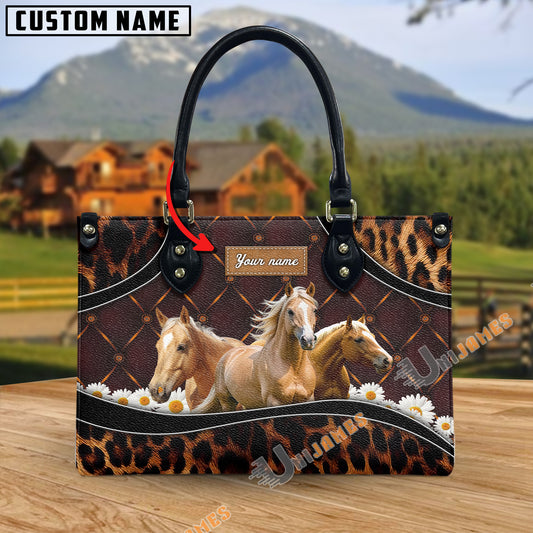 Unijames Palomino Happiness Sunflower Custom Name 3D Leather Handbag