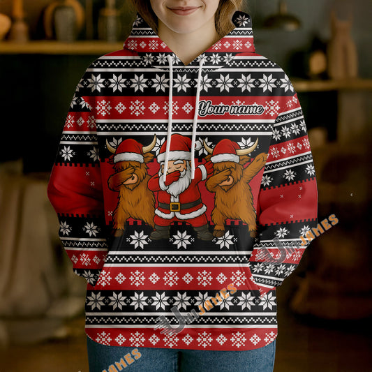 Uni Personalized Funny Farm Santa Christmas Sweater Hoodie (8 Cattle Breeds)