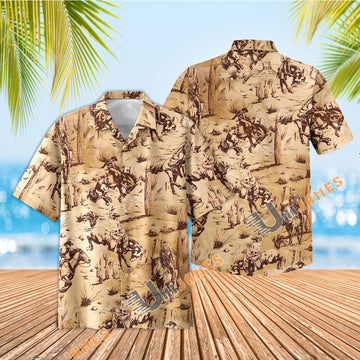Cowboy Riding Horse Hawaiian Shirt