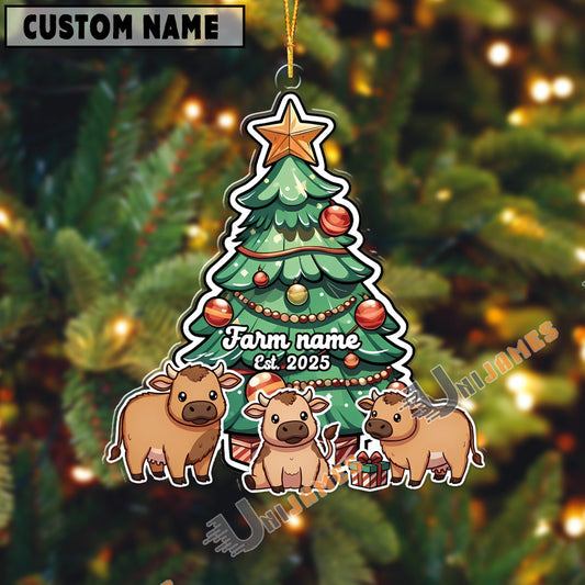 Uni Personalized Cow Family Christmas Acrylic Ornament