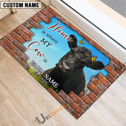 Uni Personalized Home Is Where My Cow Is Custom Farm Doormat