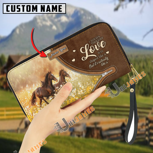 Uni Horses I Always Thought Love Personalized Leather Clutch