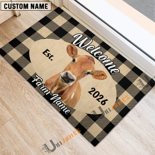 Uni Welcome to Our Farm Personalized Cow Doormat