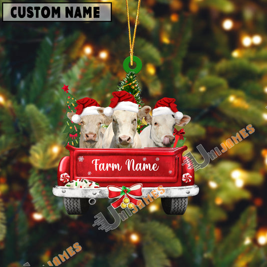 Uni Charolais Christmas Car Custom Shape Acrylic Ornament