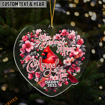 UniJames Personalized When Cardinals Appear, Angels Are Near Cardinal Memorial Heart Acrylic Ornament