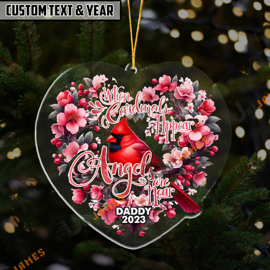 UniJames Personalized When Cardinals Appear, Angels Are Near Cardinal Memorial Heart Acrylic Ornament