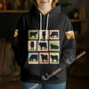 Uni Vintage Cow Silhouette Patchwork Unisex Hoodie