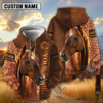 Uni Custom Name Horse Brown 3D Printed Hoodie